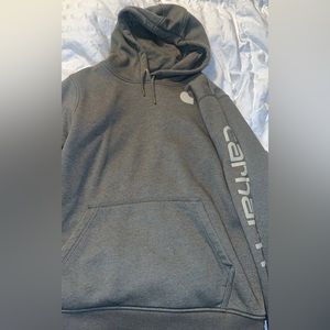 WOMEN'S RELAXED FIT MIDWEIGHT LOGO SLEEVE GRAPHIC HOODIE